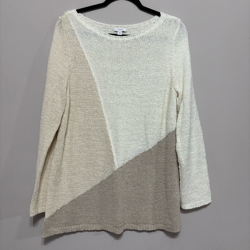 Colorblock‎ Sweater in Cream and Tan
